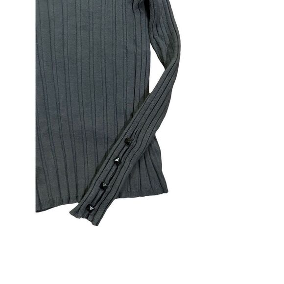 Topshop Womens Charcoal Gray Ribbed Button Sleeve Pullover Sweater sz 6 - Picture 10 of 13